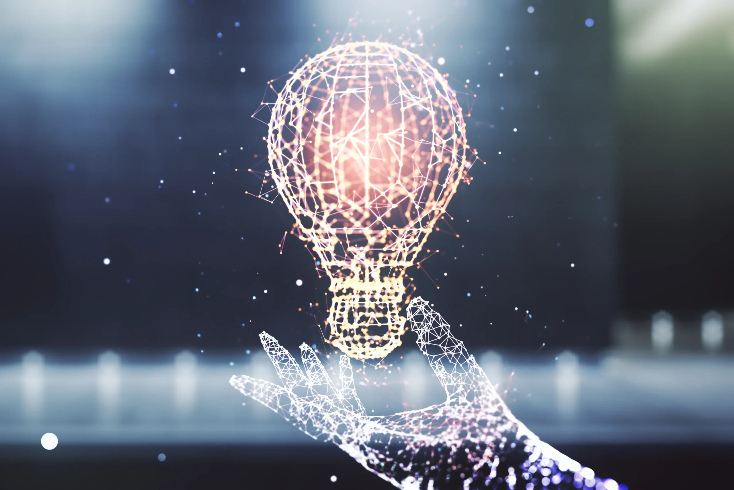 double-exposure-creative-light-bulb-hologram-modern-business-center-exterior-background-research-development-concept e-leave productivity improvement